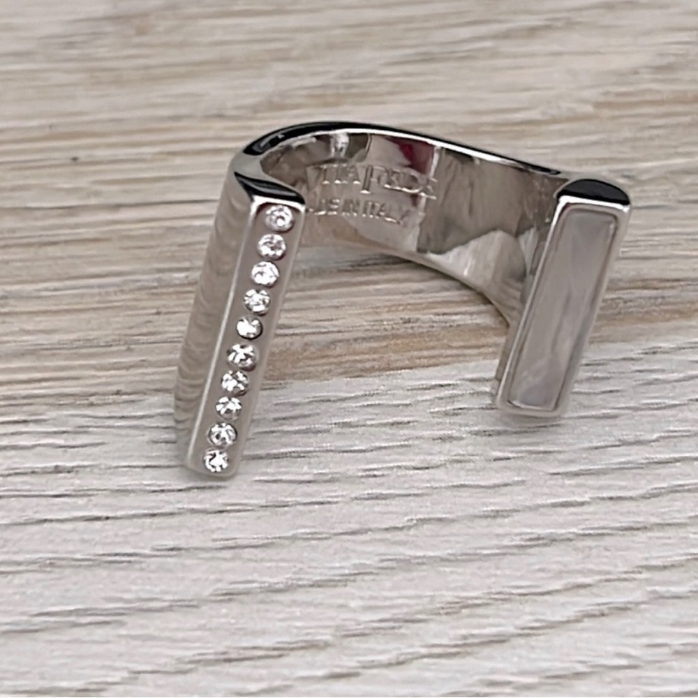 Vita Fede Silver Plated Crystal Cuff Ring Size 7